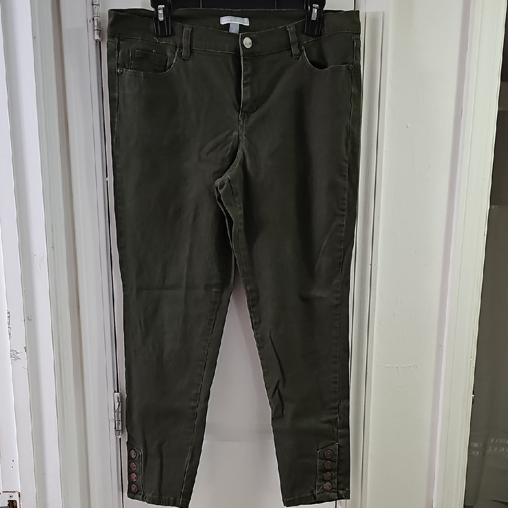 New York & Company Olive Ankle Jeans
